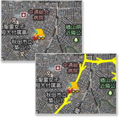 車両現在地表示と移動履歴表示